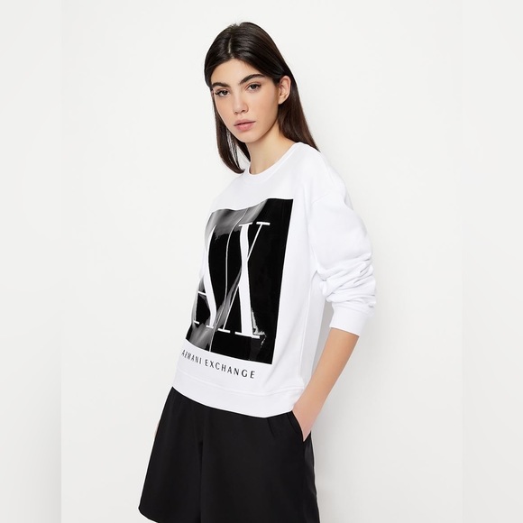 Armani Exchange ICON LOGO CREW NECK SWEATSHIRT - Picture 4 of 10